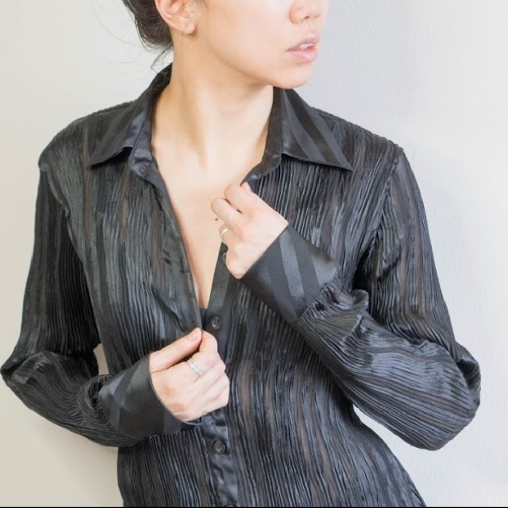 Semi Sheer Button up Blouse